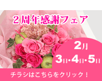 2周年感謝フェア2/3・4・5。こちらをクリックするとチラシが表示されます。